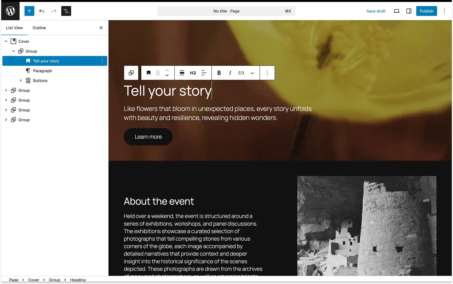photo of WordPress dashboard